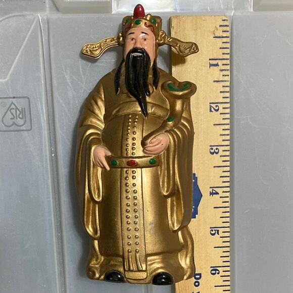 Vintage Good Fortune Fu Lu Shou Figurine Statue coin bank travel souvenir UNIQUE - Picture 10 of 13